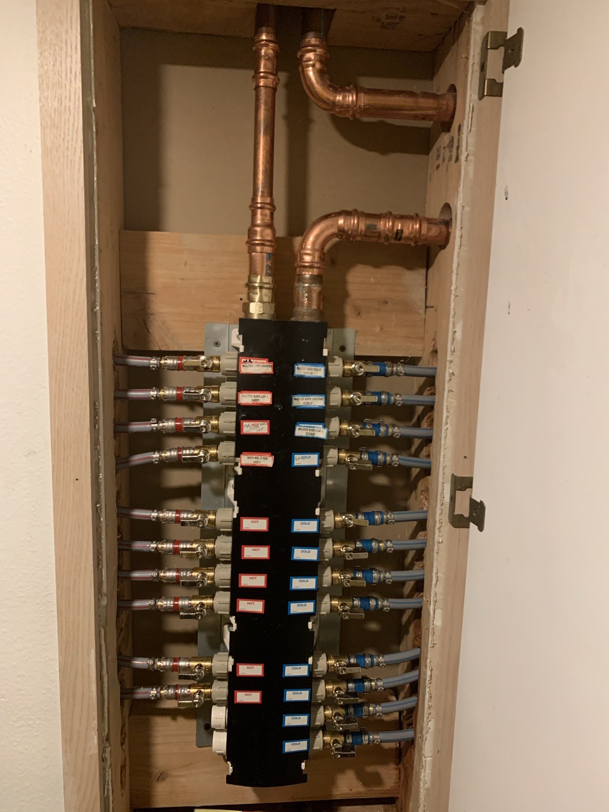 Copper water-supply distribution manifold