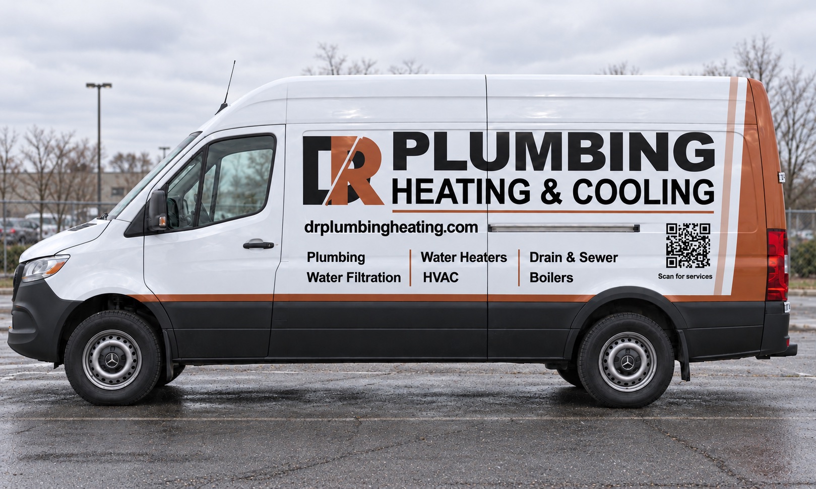 Dr Plumbing, Heating and Cooling branded Sprinter van design